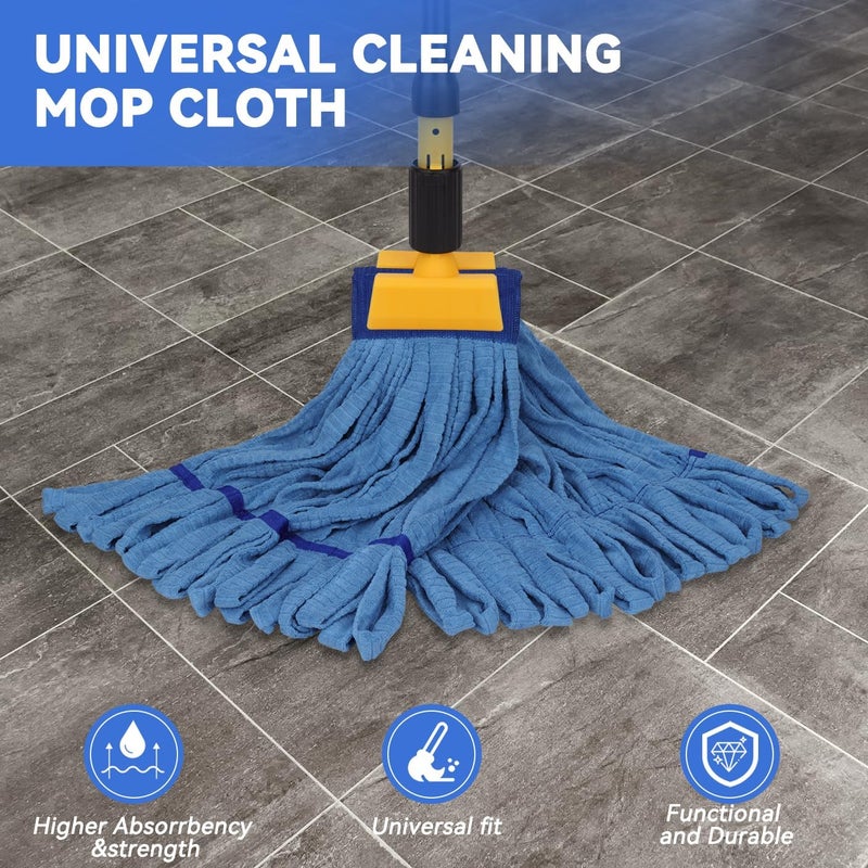 BeiLan Heavy Duty Commercial Mop Head Replacement Microfiber Tube Mop Heads for Floor Cleaning: 3 Packs Looped End Wet Mop Head Refill for Home Commercial Industrial Use (Blue) - Image 3